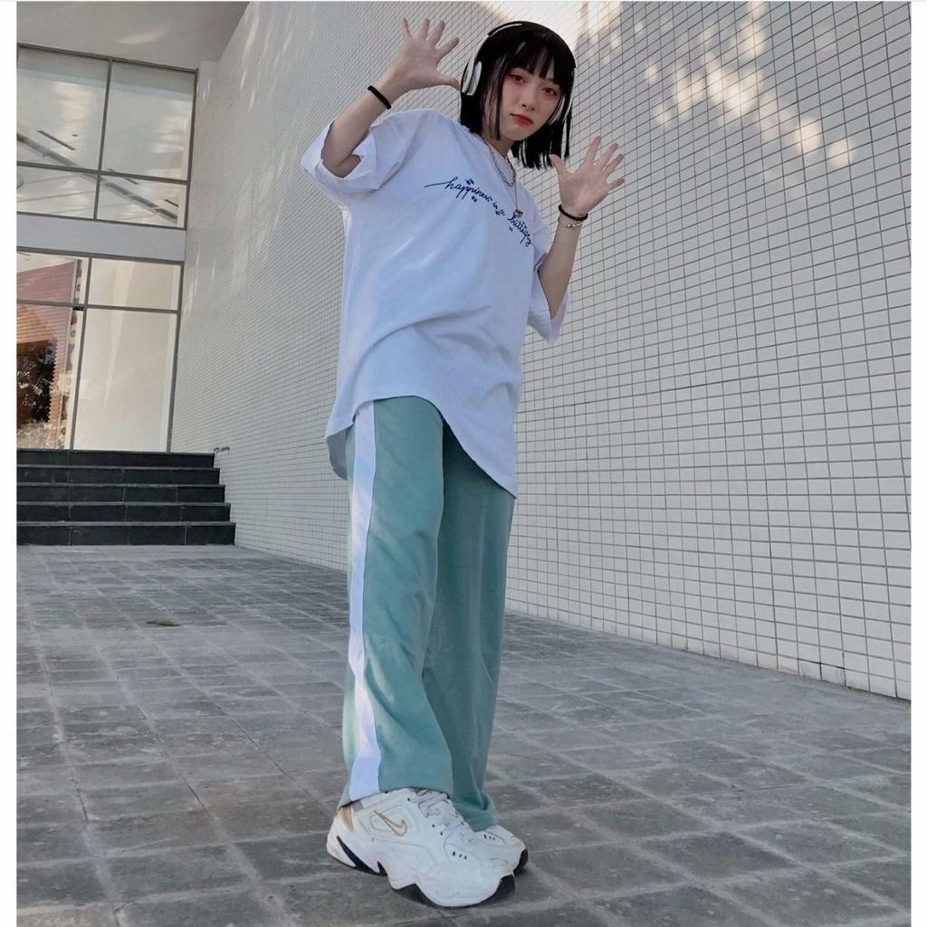Quần Dài Nữ 1 Sọc Dáng Rộng Ống Suông Ulzzang Unisex