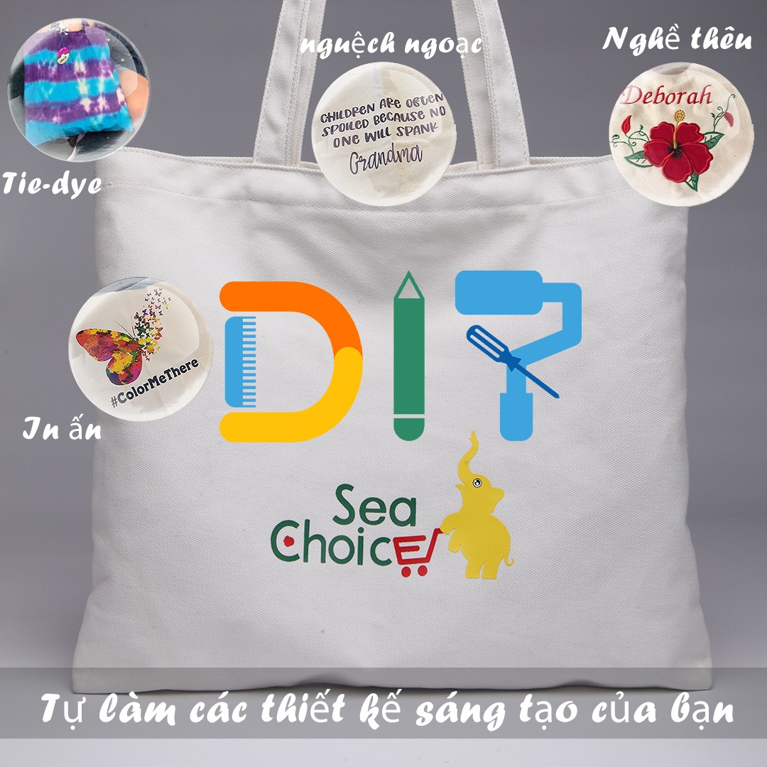 Túi Tote Bằng Vải Canvas Sea Choice Đeo Vai Đa Năng Sức Chứa Lớn Thời Trang Cho Nữ Thích Hợp Cho DIY/Mua Sắm/Quà Tặng