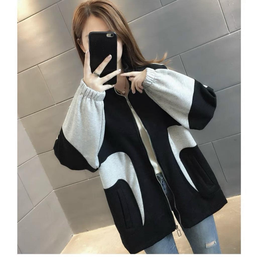 Áo Khoác Hoodie Nữ Cổ Cao Phối Màu Nổi Thời Trang Sành Điệu chất mịn mềm UTT74
