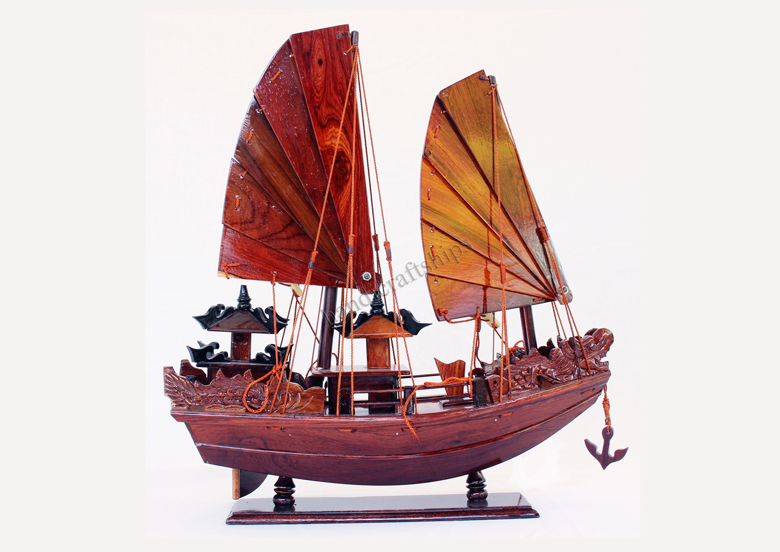 Mô hình thuyền Hạ Long gỗ cẩm 40cm