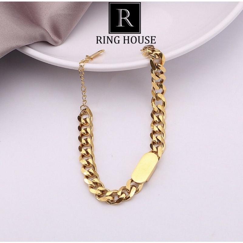 B7 Lắc Tay Titan Không Đen Gỉ Nữ Nam Unisex Dây Xích Mặt Trơn Cá Tính