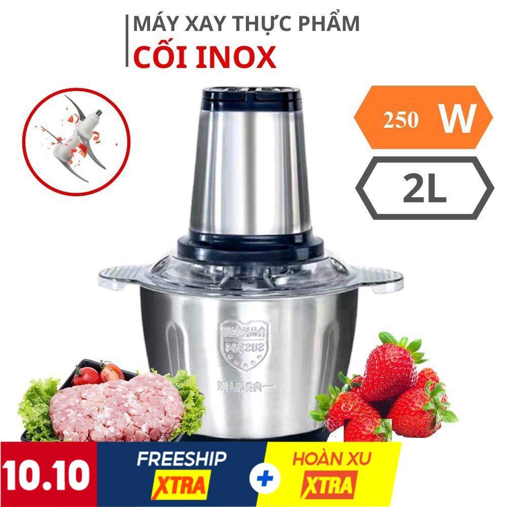 Máy Xay Thịt Cối Inox Dung tích 2L, Máy Say Thực Phẩm Đa Năng Cao Cấp, Cối Xay Inox Công Xuất Lớn