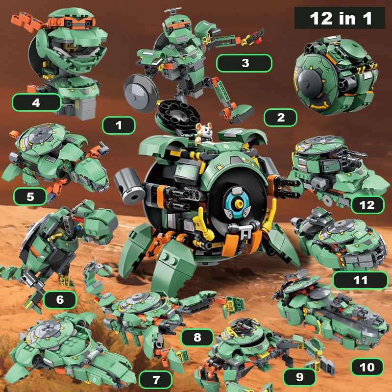 Đồ Chơi Lắp Ghép Xếp Hình Mô Hình Robot Mech OVERWATCH Wreaking Ball 12in1 Với 200+ Mảnh Ghép