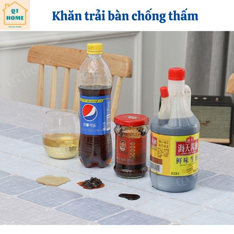 Khăn Trải Bàn Vải Chống Thấm Cao Cấp, Viền Tua rua Nhiều Mẫu