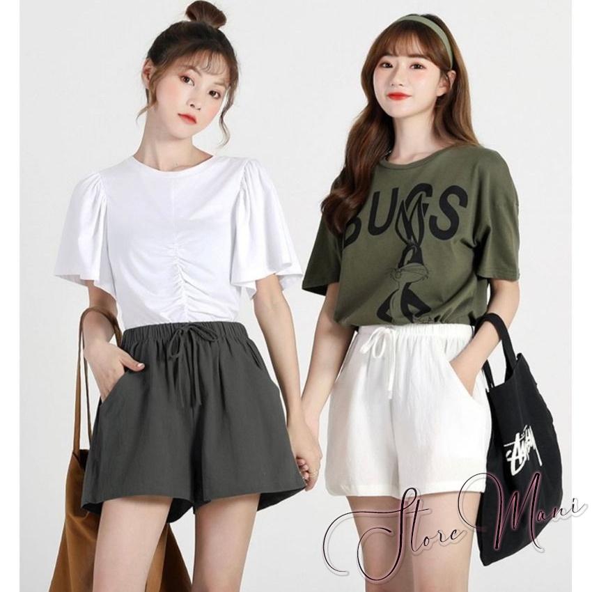 Quần shor nữ - quần đùi đũi nữ ống rộng chất vải đũi xước hàn cạp lưng cao thoáng mát thấm mồ hôi mặc ở nhà đi chơi đẹp