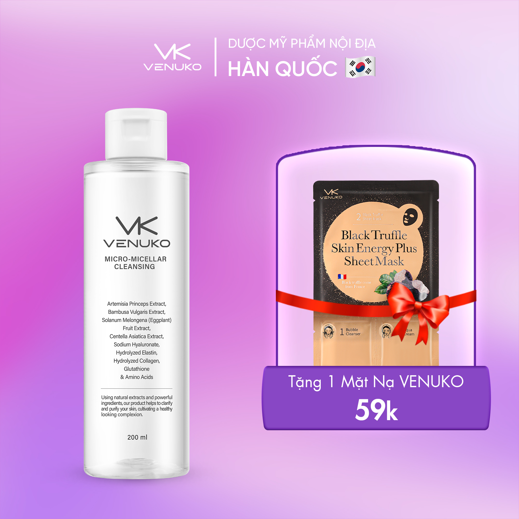 Nước Tẩy Trang Venuko Micro-Micellar Cleansing 200ml