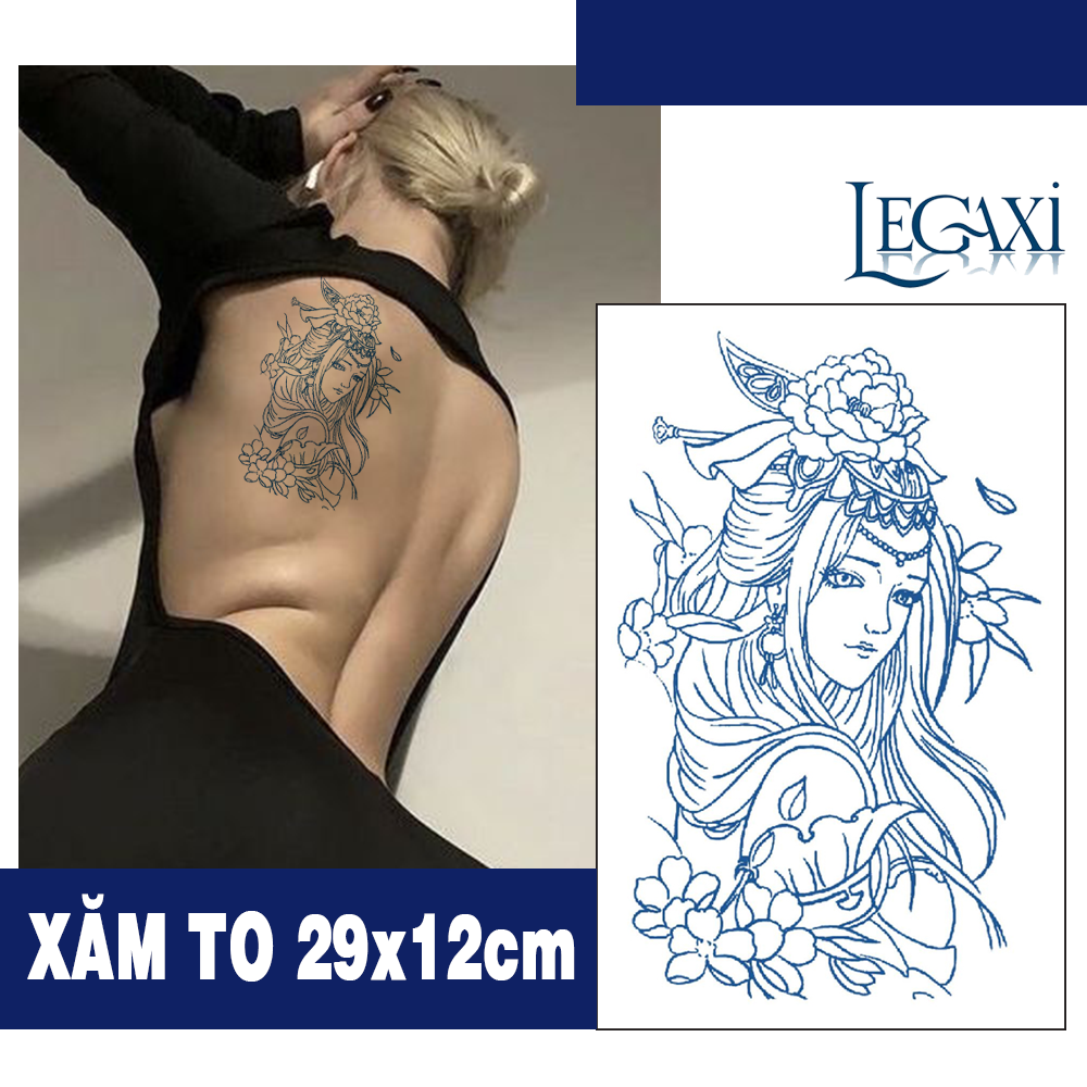 Tờ Xăm Dán Miếng Dán Tattoo 15 Ngày Không Trôi Chống Thấm Nước Tạm Thời Cô gái Tiểu thư cổ đại thời xưa Mĩ nữ Legaxi