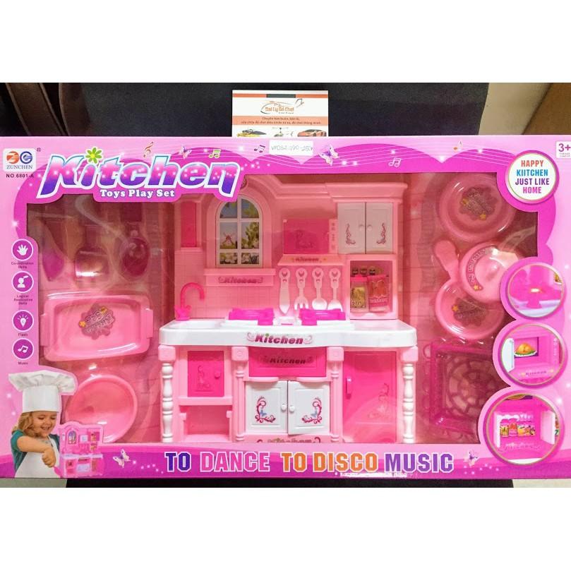 Mô hình nhà bếp mini bằng nhựa màu hồng Kitchen 6801-A