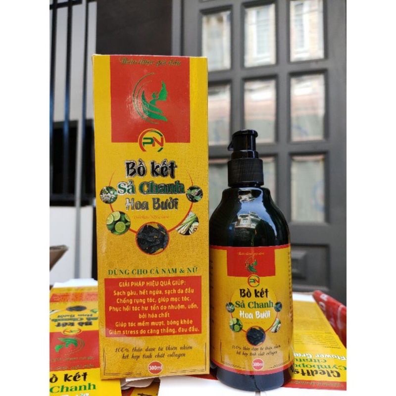 Phụ kiện đồ dùng nhà tắm -Dầu gội bồ kết sả chanh hoa bưởi ,chai 300ml giúp tóc chắc khỏe , dày , bóng mượt