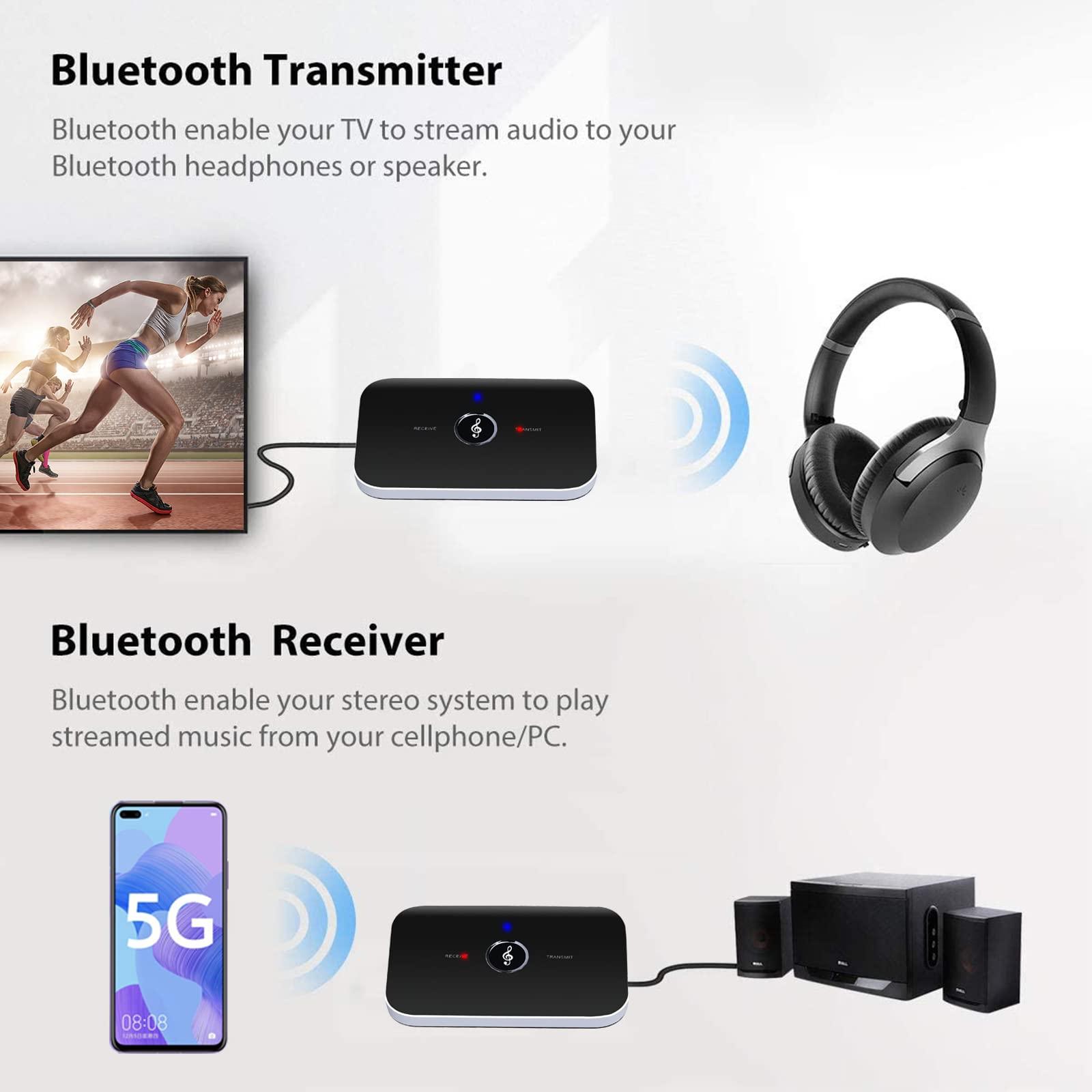 Bộ thu âm Bluetooth, Máy thu âm Bluetooth 5.0 Máy thu âm âm Bluetooth 2-in-1, bộ sạc âm thanh Bluetooth/bộ chuyển đổi RCA với xuất âm thanh 3.5mm