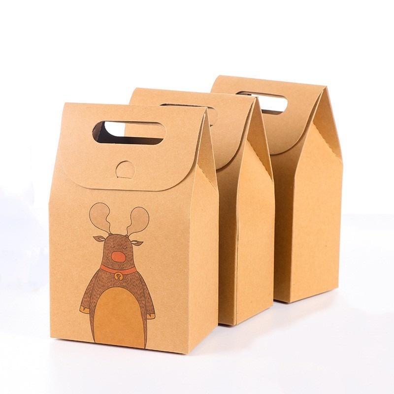 Túi giấy kraft đựng bánh kẹo in họa tiết Giáng sinh