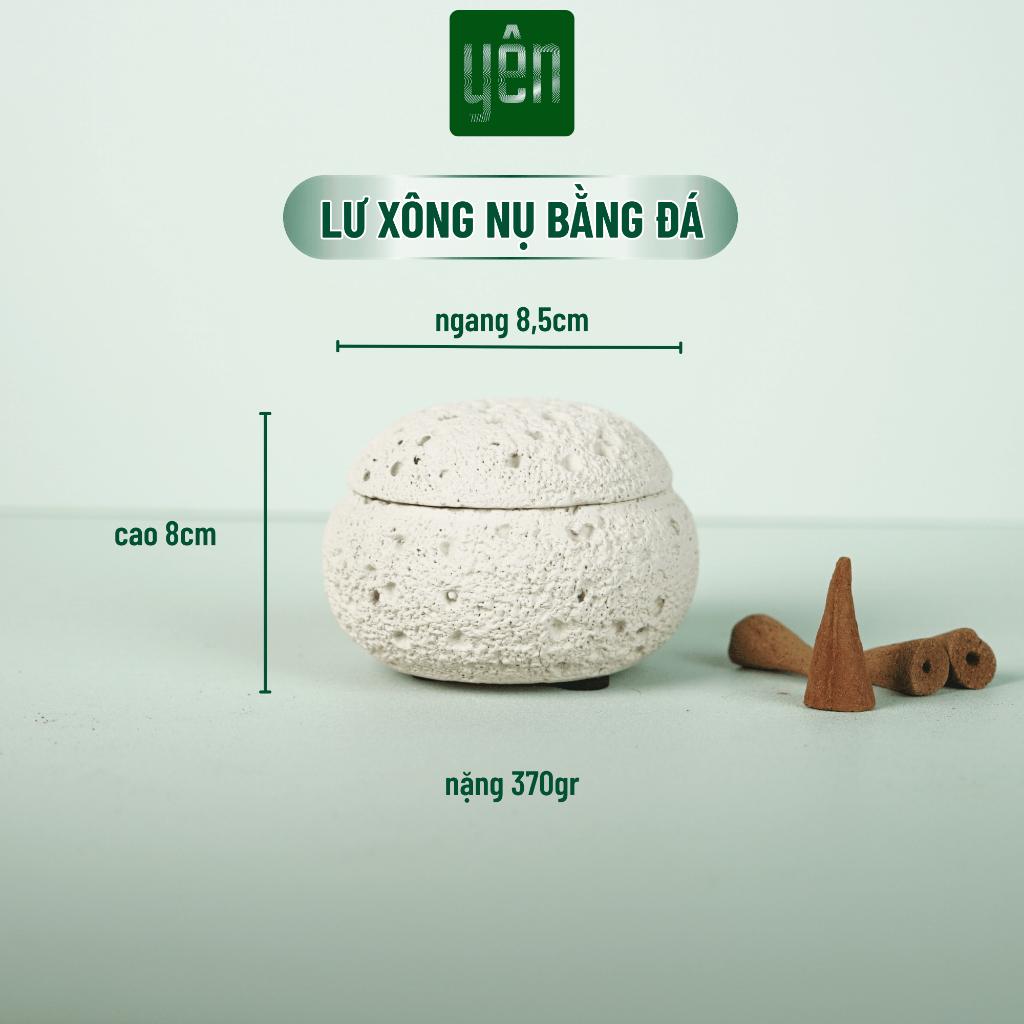 Lư Xông Nụ Yên Thảo Mộc Bằng Đá Đen Trắng Xám Tối Giản Trang Trí Nhà Xông Thơm Thiền Thư Giãn