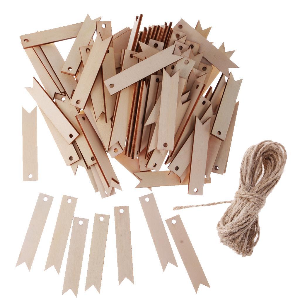 100 Piece Wooden Tags Wooden Hanging Decoration for Wedding Decor DIY Craft