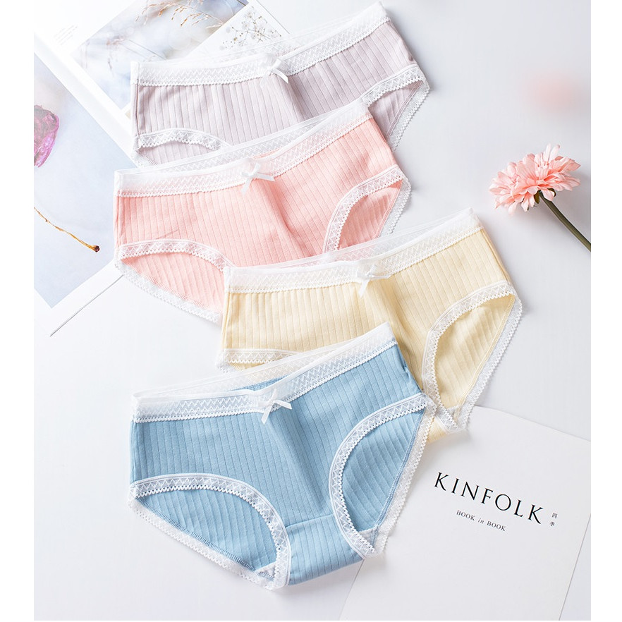 COMBO 4 Quần lót NỮ phối nơ nhỏ TRỘN MÀU NGẪU NHIÊN