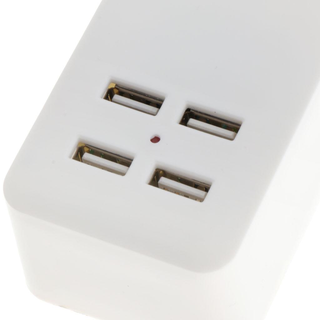 EU Plug Extension Socket Outlet Hub Travel Power Strip 7-Ports with 4 USB