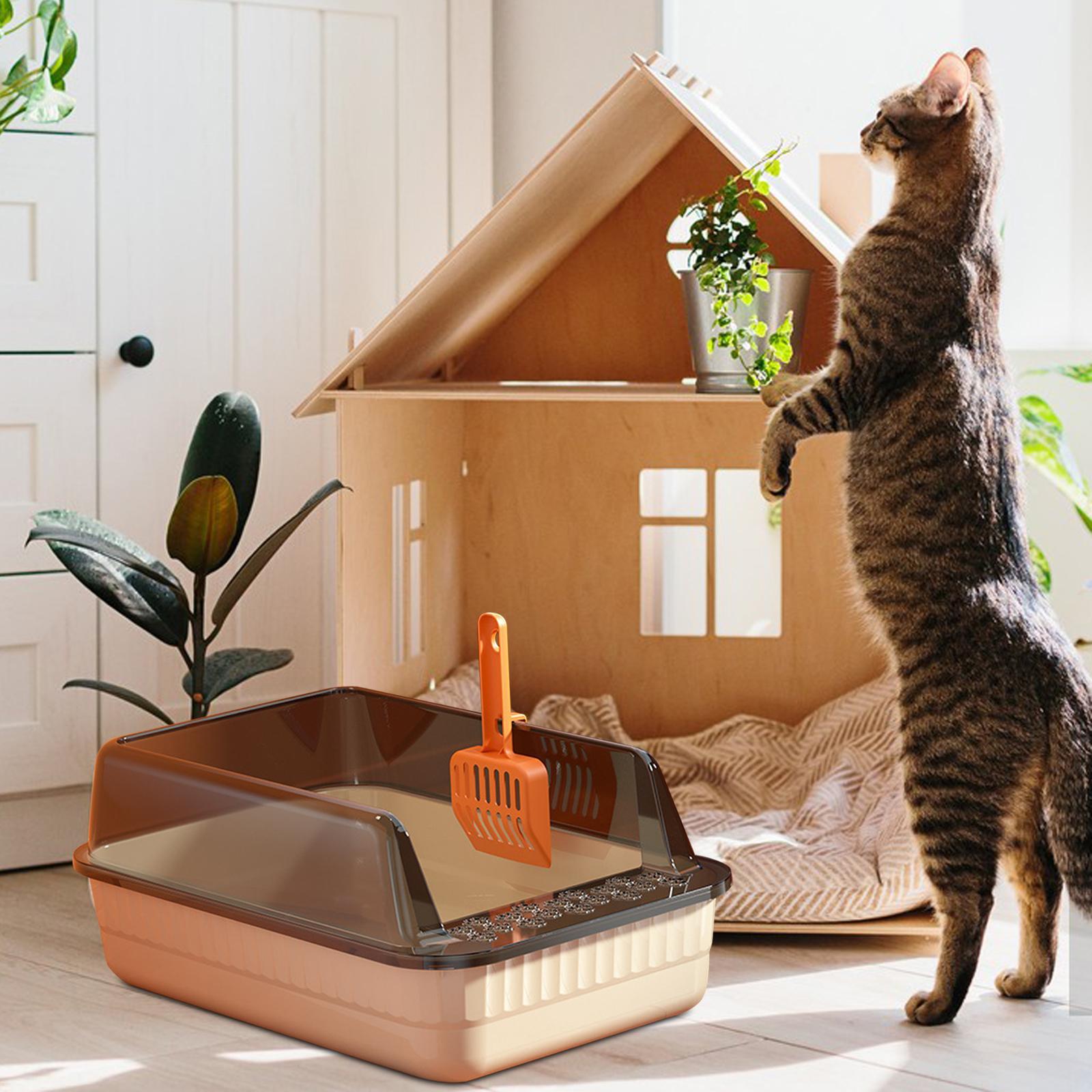 Cat Litter Box Litter Tray Open Top Semi Enclosed Durable 18L Large Capacity