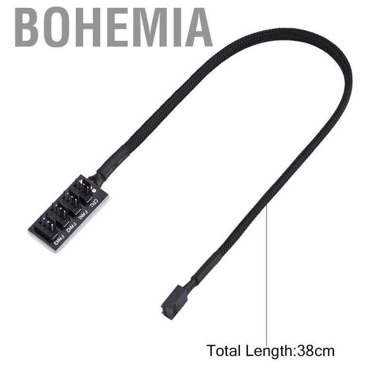 (Bohemia)4-Port Fan HUB 4-Pin Splitter Cable Extender Computer CPU/Case Power Adapter