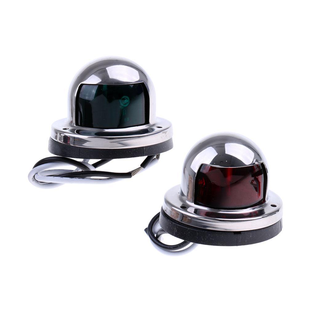 1 Pair Stainless Steel 12V Marine Boat Yacht Light LED Bow Navigation Side Boat Underwater Lights Sailing Signal Light Red & Green