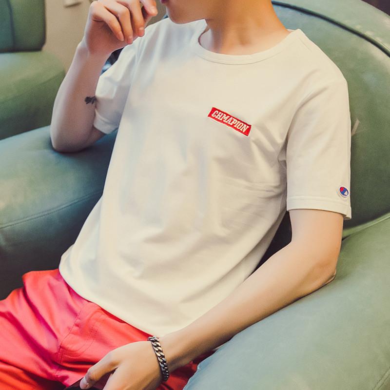Áo T-shirt nam, cộc tay, ôm sát, phong cách Hàn Quốc, phù hợp cho mùa hè, một màu TA69