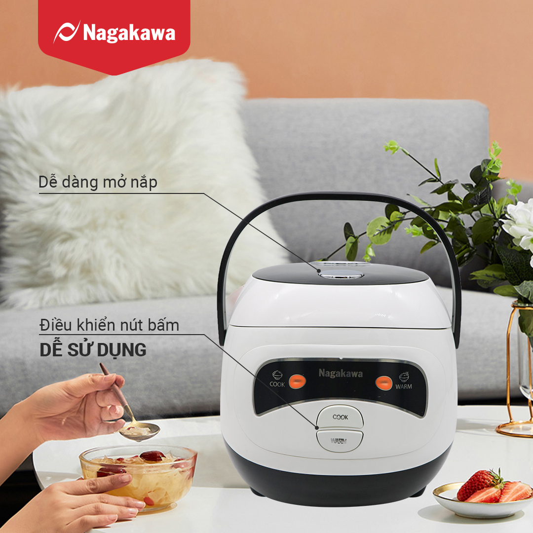 Nồi Cơm Điện Mini Nagakawa NAG0134 (400W-1 Lít) - Hàng Chính Hãng