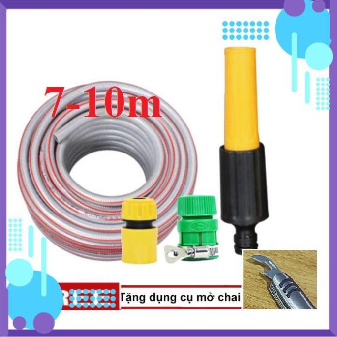 Vòi Xịt️ Bộ dây vòi xịt nước rửa xe, tưới cây , tăng áp 3 lần, loại 7m, 10m 206622-5 cút sập, + mở chai