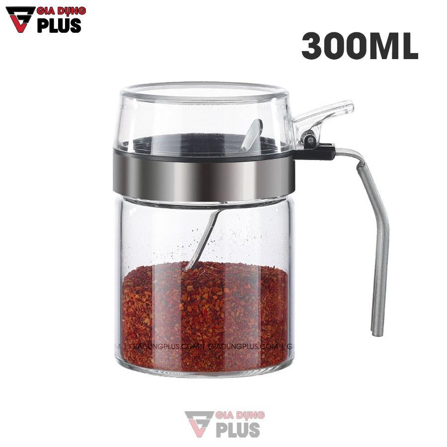 Lọ đựng gia vị thuỷ tinh chịu nhiệt, chịu lực cao cấp - tay cầm và viền inox 304 nắp bật siêu kín tiện lợi