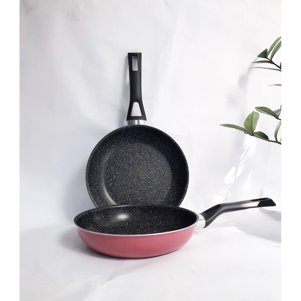 Chảo chống dính bếp từ size 20,24,26,28 KIMSCOOK , đúc nguyên khối, phủ ceramic vân đá cao cấp