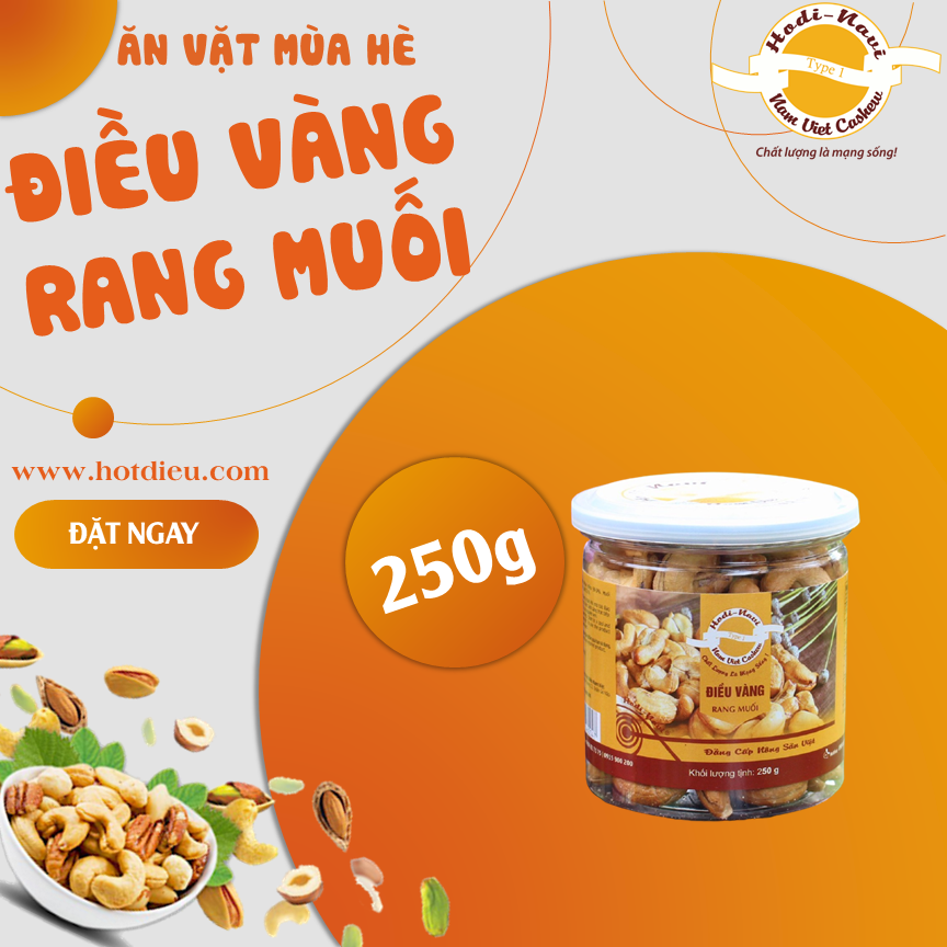 Điều vàng rang muối/ điều bóc vỏ Hodi- NaVi hũ 250g