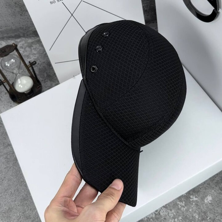 Nón kết, mũ lưỡi trai Lưới Viền Da vải Kaki cao cấp Form chuẩn đẹp