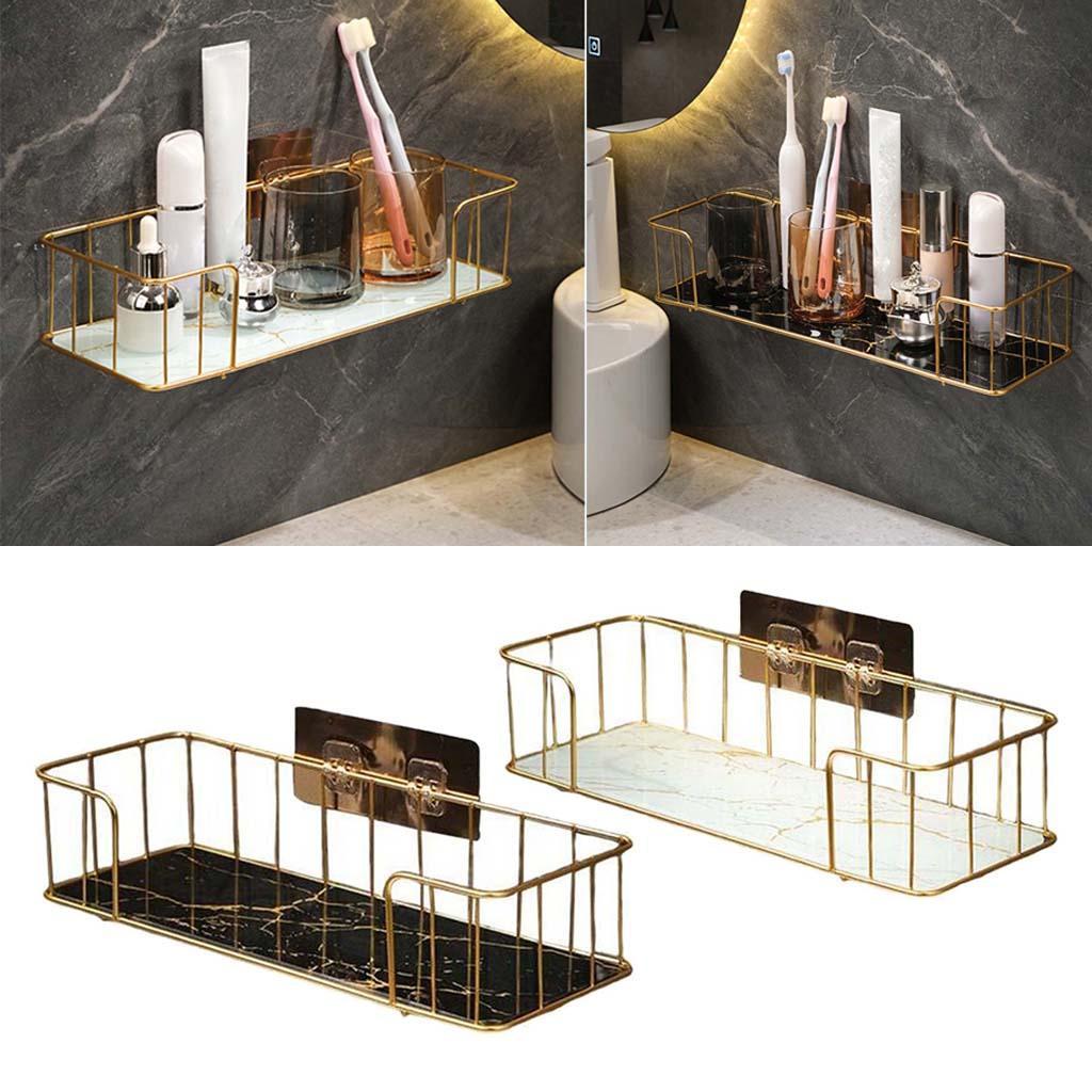 2x Wall Mounted Bathroom Shelf Cosmetic Storage Rack for Bathroom Hotel