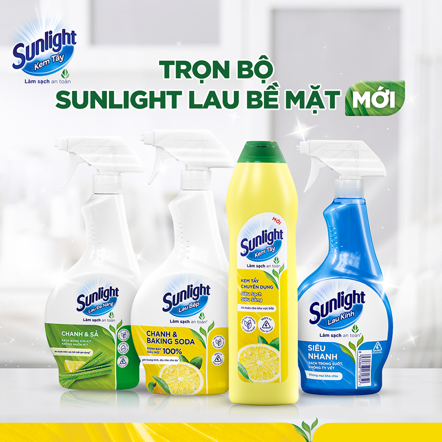 Combo 2 Kem tẩy chuyên dụng Sunlight | Phiên bản nâng cấp từ Cif | Siêu sạch Siêu sáng | Chai 690g