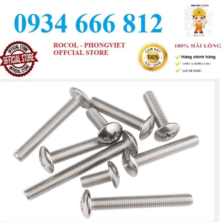 Combo 50c vít pake đầu dù thân bulong INOX 304 M6, M6X20, M6X25
