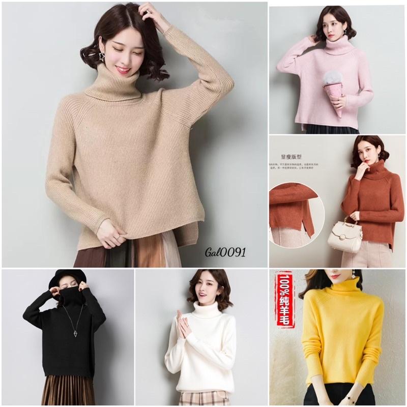 Áo len cổ lọ vạt lệch hàng QCL1