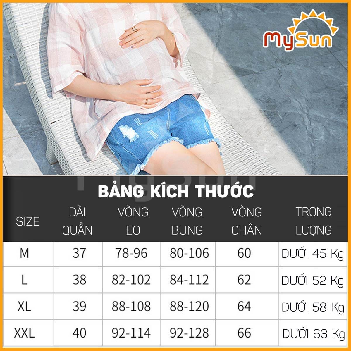 Quần sooc đùi jeans ngắn vải bò cho bà mẹ bầu mặc mùa hè đẹp, thời trang