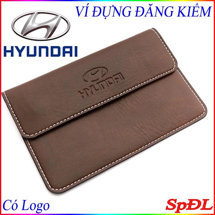 VÍ DA ĐỰNG ĐĂNG KIỂM, GIẤY TỜ Ô TÔ CAO CẤP in dập nổi logo hãng xe Hyundai kích thước 19x12cm