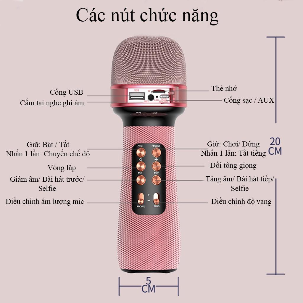 Mic Karaoke Kiêm Loa Bluetooth WS-898, Micro không dây hát karaoke mini cầm tay Nâng giọng cực chất, Loa hát karaoke