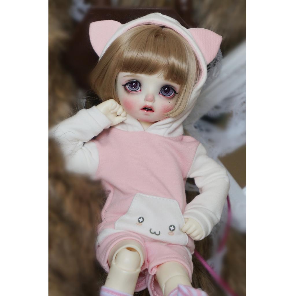 Cute Cat Ear Hoodie Top Pants Stockings Outfit For 1/6 BJD SD MSD DOD
