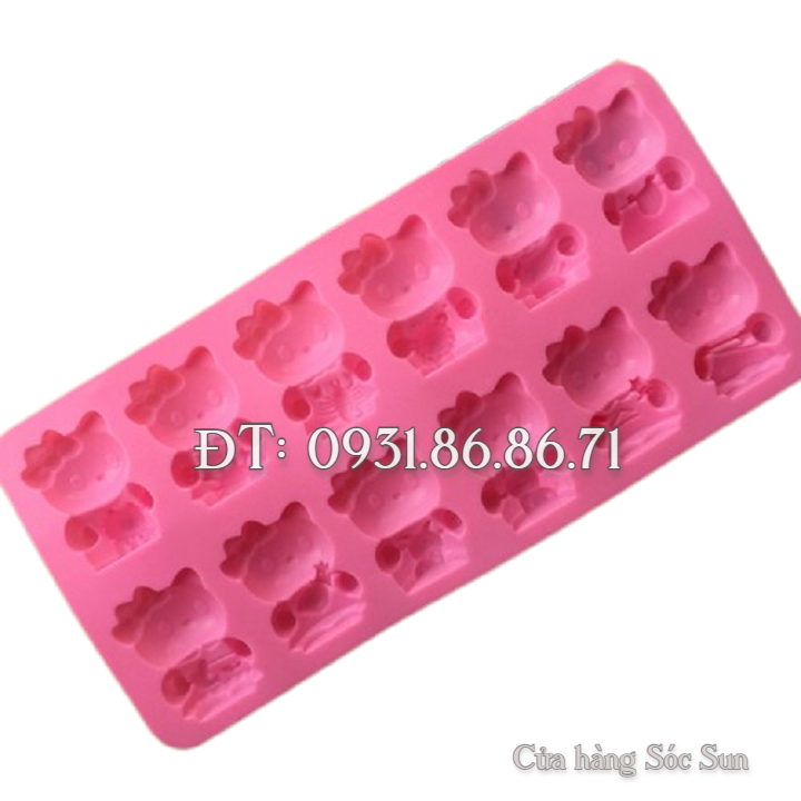 Khuôn silicon 12 mèo Kitty - Mã số 1047