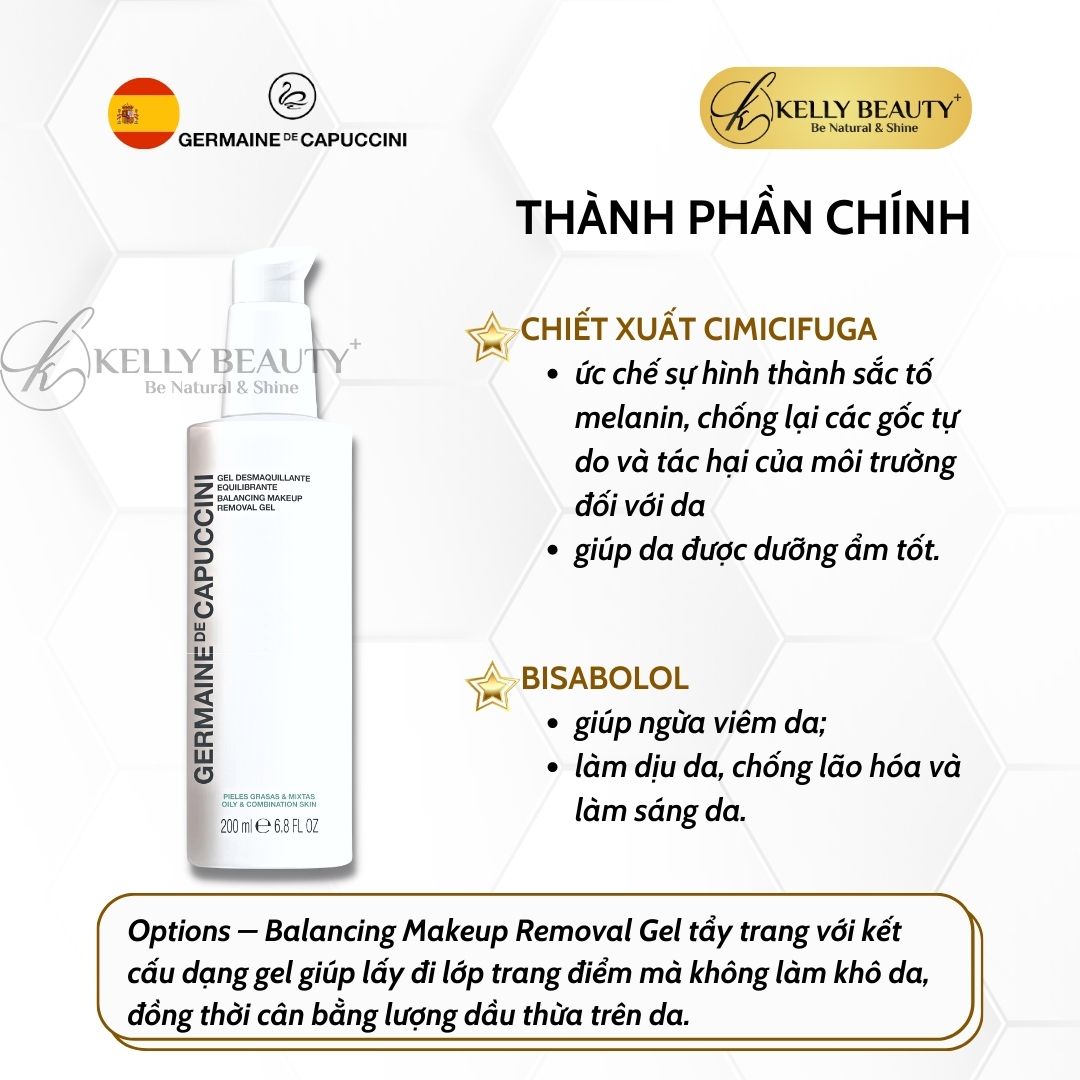 Gel Tẩy Trang Cho Da Dầu Germaine OPTIONS Balancing Makeup Removal Gel | Kelly Beauty