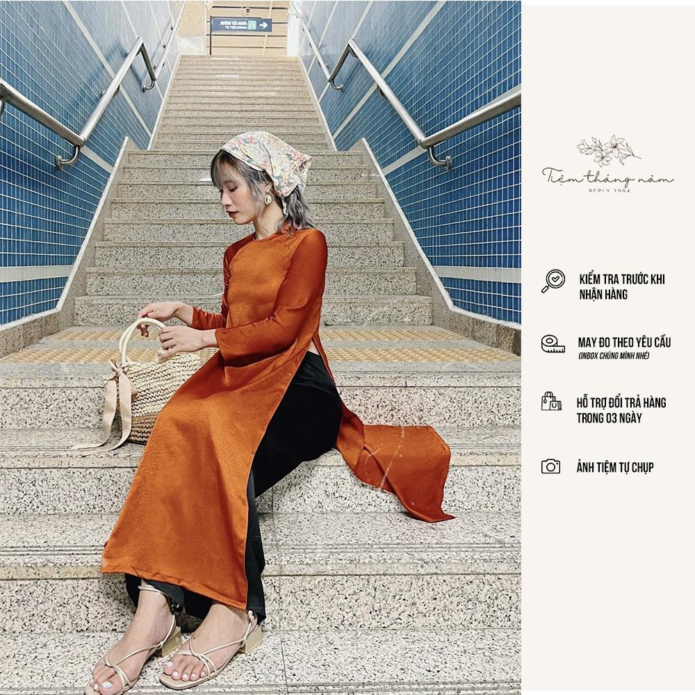 Áo dài xưa dáng suông - màu Cam đất
