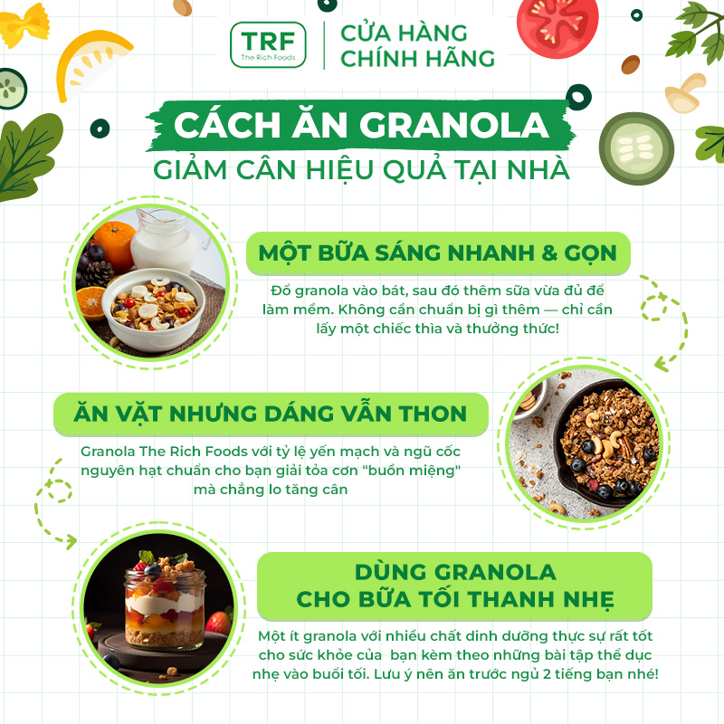 Combo 2 gói Ngũ cốc Granola Giảm Cân Healthy Ăn kiêng The Rich Foods 250g