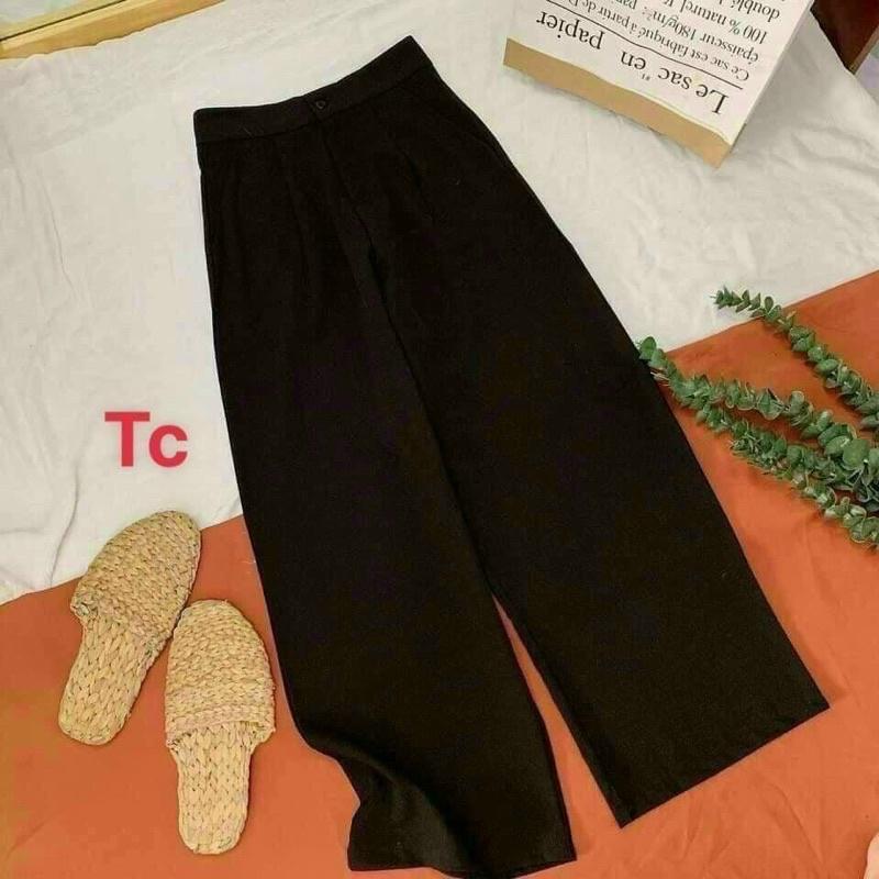 Quần ống rộng tuyết mưa đính cúc trước dành cho nữ