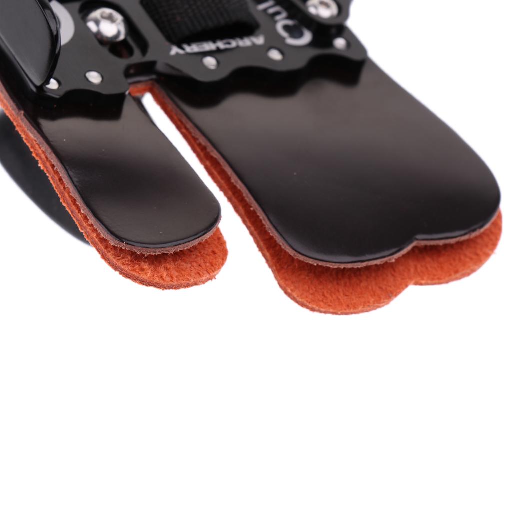 Cow Leather Archery Bow Finger Tab Protector Hunting Finger Guard Kit Aluminum Outdoor Sports Tool