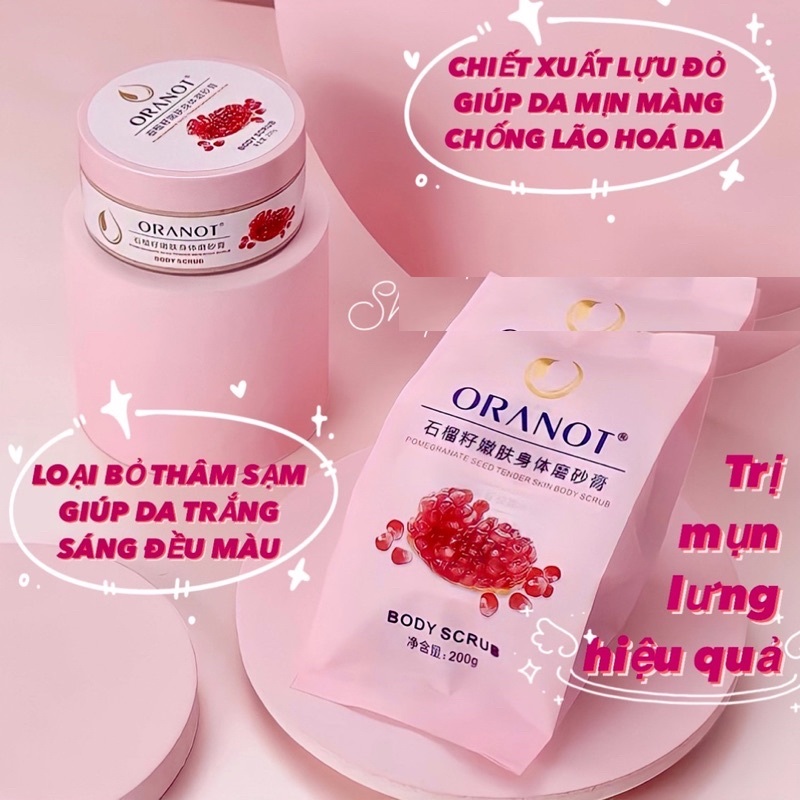 Tẩy Tế Bào Chết Toàn Thân Chiết Xuất Lựu Đỏ Oranot 200g