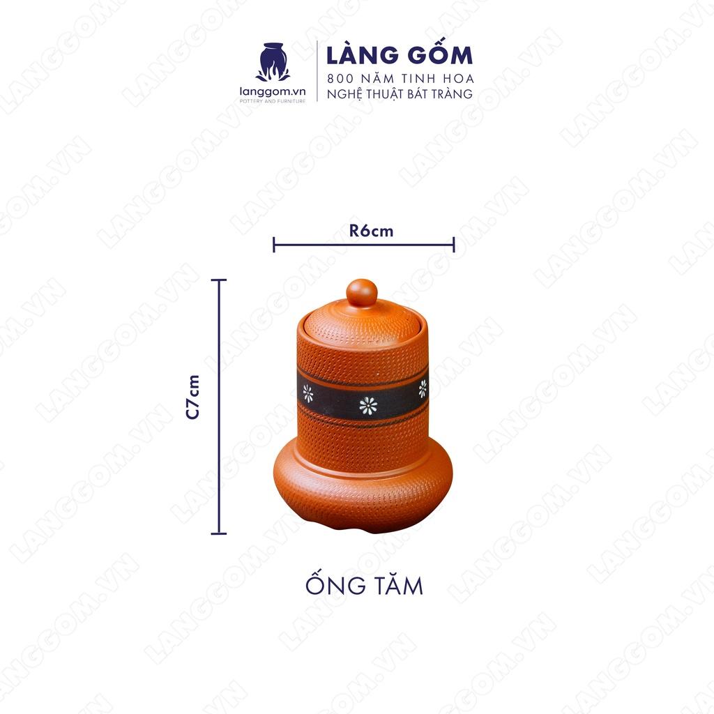 Bộ ấm chén đất nung hoa ban - Men mộc - Gốm sứ Bát Tràng - langgom.vn