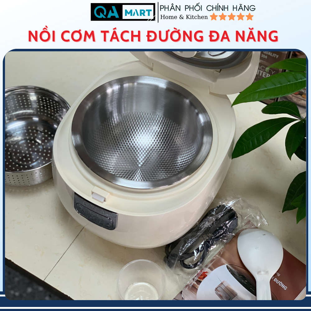 Nồi cơm tách đường đa năng Snapbee RC3000 Pro- 2 lòng nồi inox, đáy vân lục giác chống dính - Hàng chính hãng