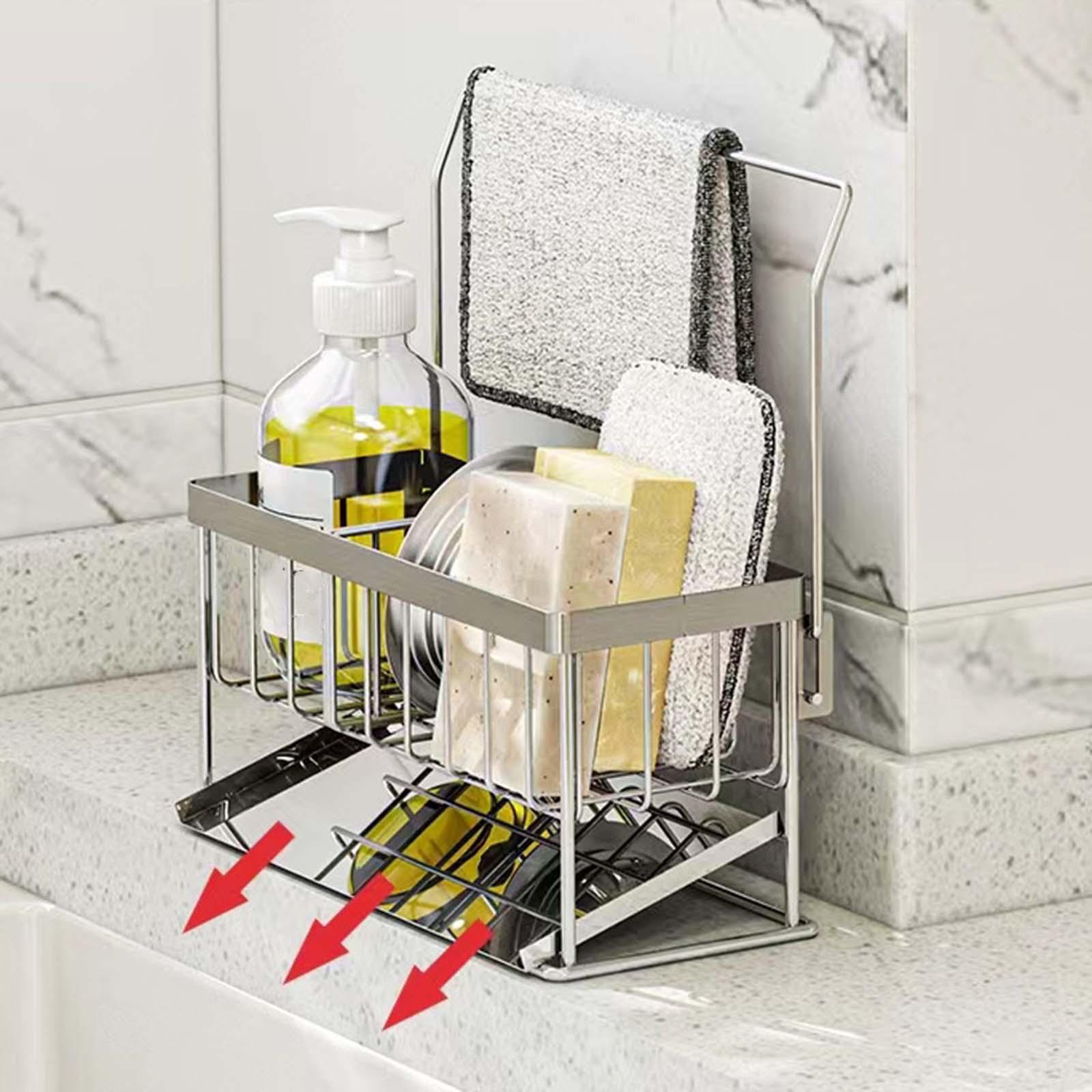 Sink Drain Rack Brush Soap Holder Storage Soap Dish Kitchen Sponge Holder