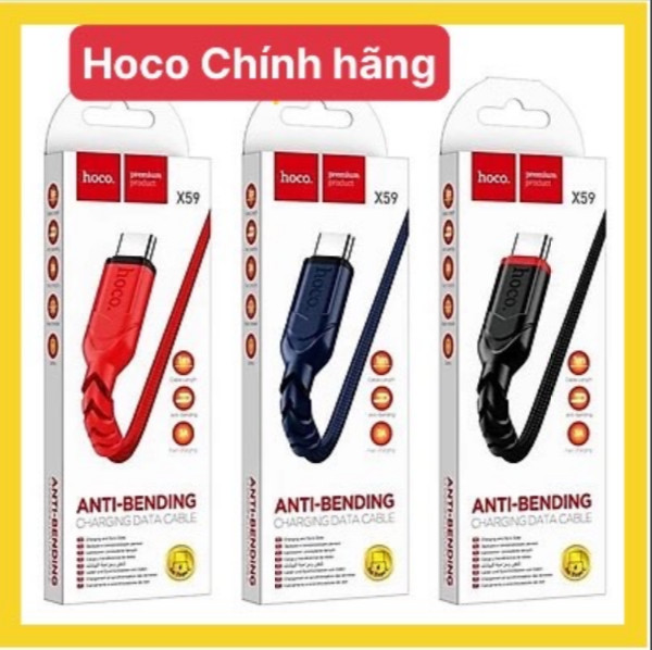 Dây sạc nhanh Hoco X59 chuôi Type C dây dù, Hàng chính hãng