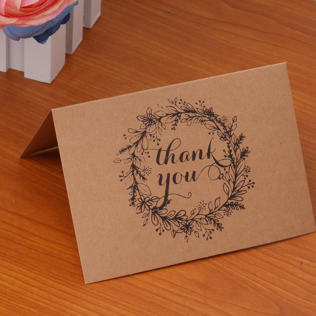 50pcs Vintage Brown Recycled Wedding Party Thank You Kraft Cards Envelops
