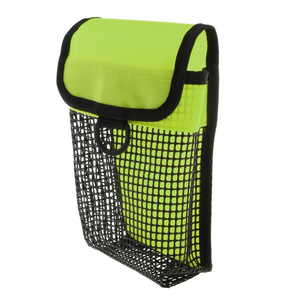 Scuba Diving Mesh Bag with Clip for Snorkeling Swimming Beach Orange - Light Green